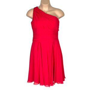 B2 Womens Plus Red One Shoulder Chiffon Cocktail Dress Formal Bridesmaid size 18